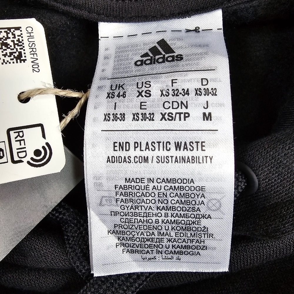 NWT Adidas Black and Pink 3-Stripes Hoodie - Picture 8 of 8